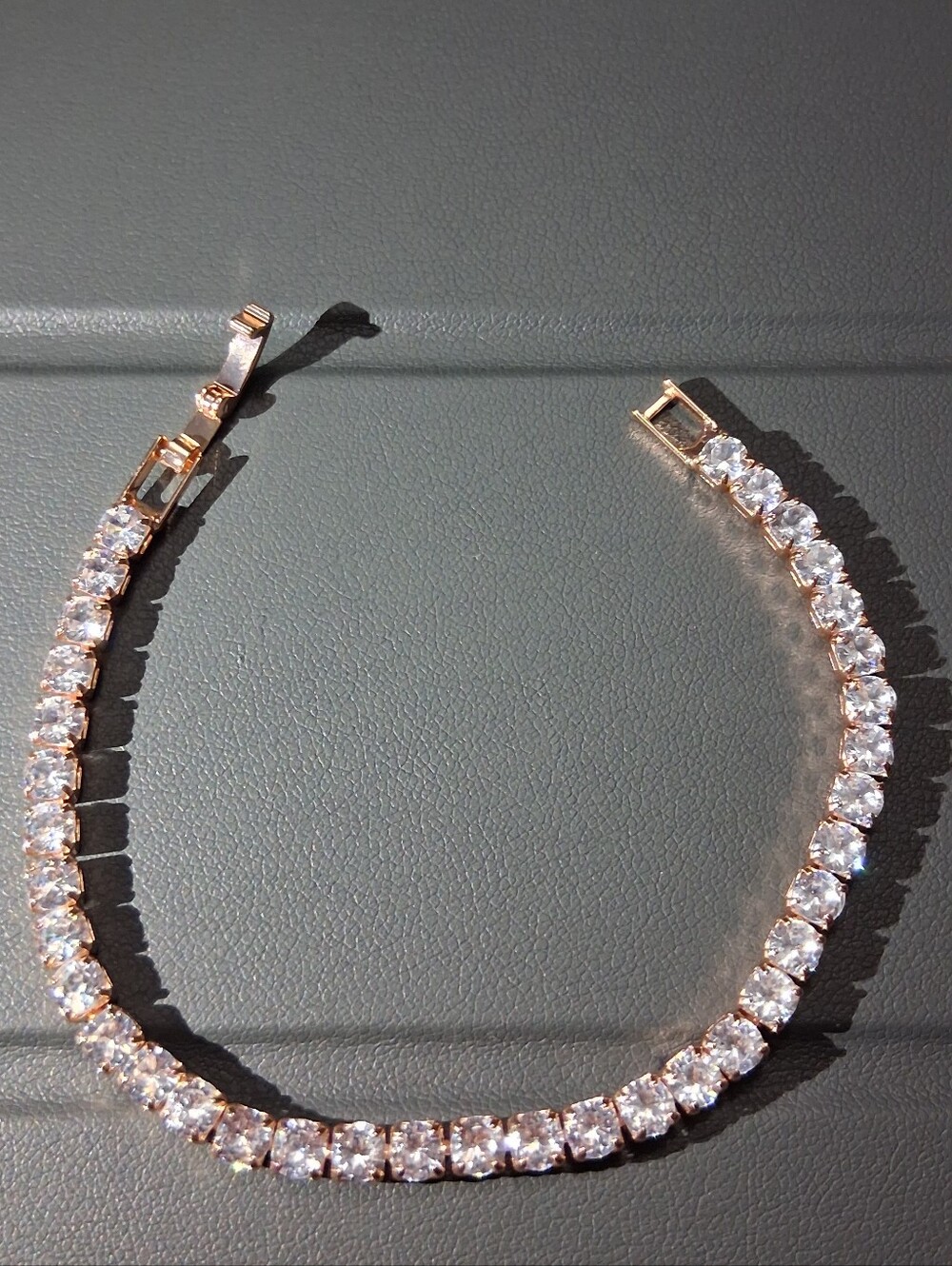 Rose Gold Tennis Bracelet with Clear CZ Stones